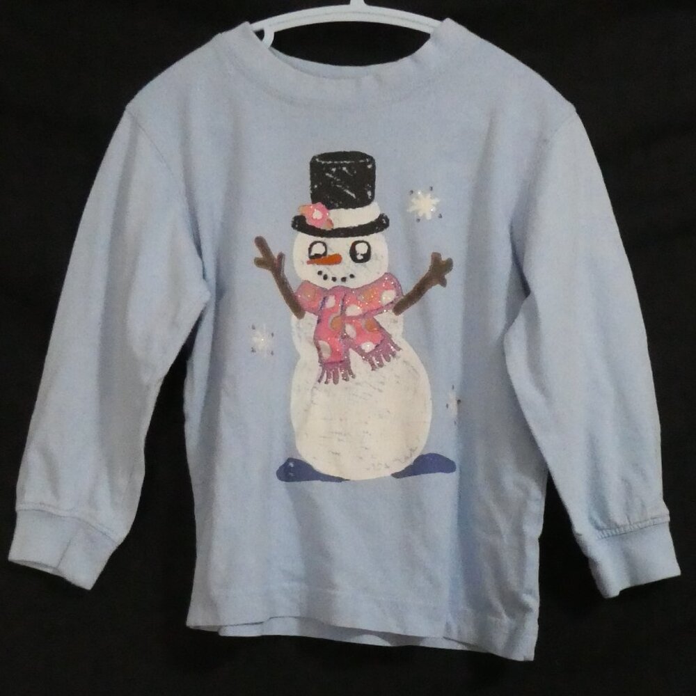 TANGERINE | size 3 | Light Blue Snowman Long Sleeve Top
